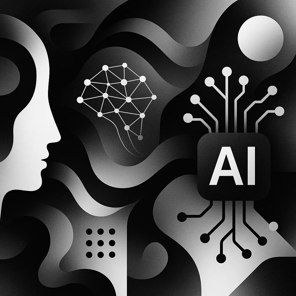 Abstract visualization of AI and human creativity collaboration