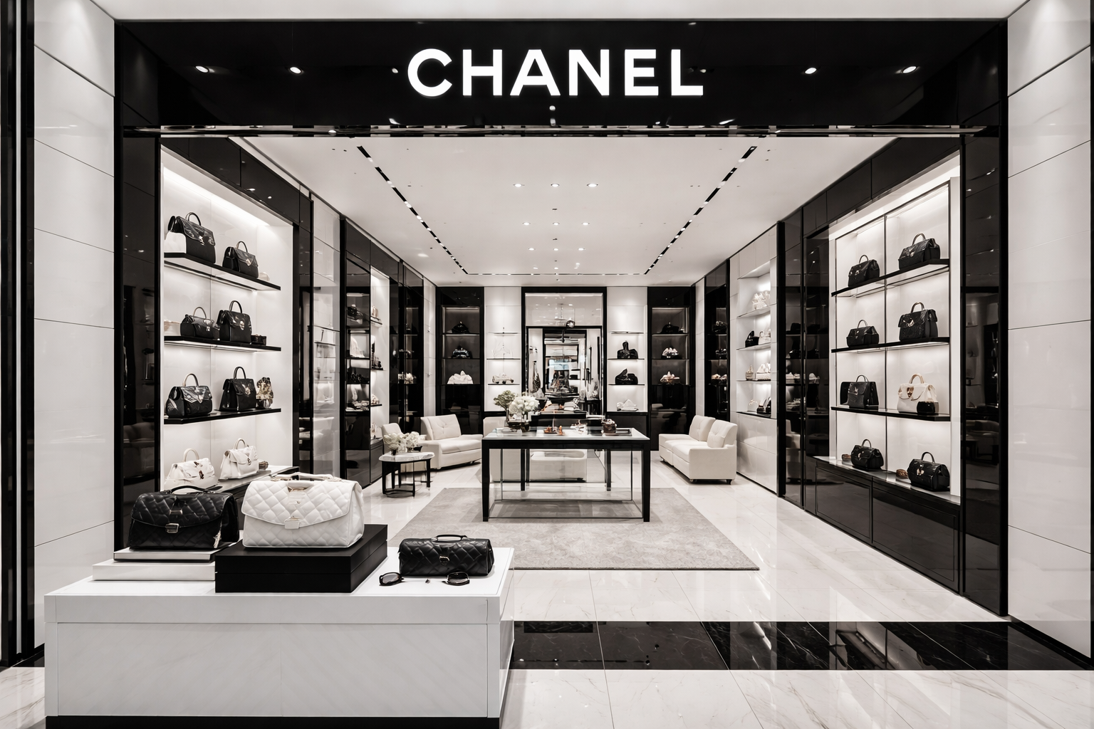 Chanel monochrome design with clean lines and sophisticated look