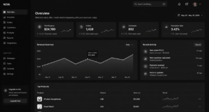Minimalist dark mode user interface with clean monochrome layout